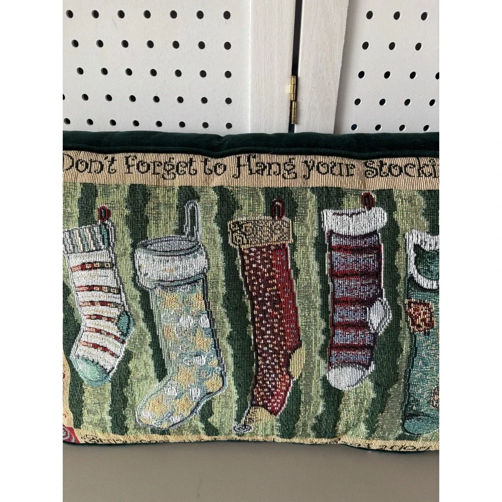 VTG Soft Impressions Tapestry Throw Pillow Hang Your Stockings Christmas Holiday